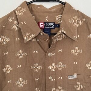 CHAPS Ralph Lauren Vintage Men's Large Long‎ Sleeve Button Up Western Aztec